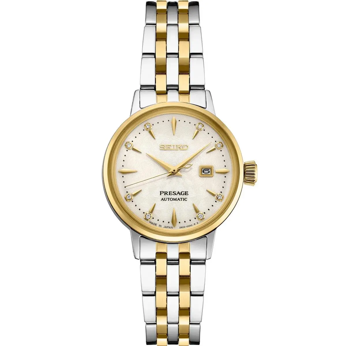 Seiko Ladies Presage Automatic 30.3mm Champagne Dial Two Toned Watch SRE010