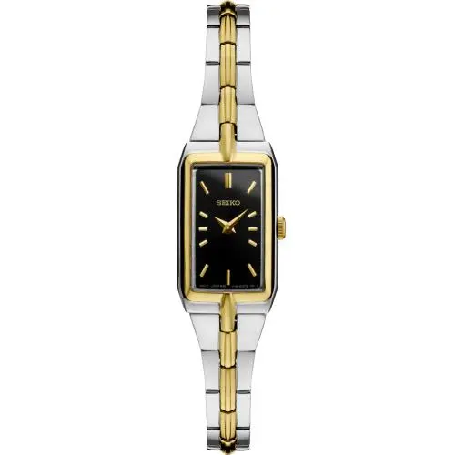 Essentials Two Tone Quartz Black Dial Stainless Steel Women`s Watch SWR046 by Seiko