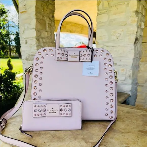 Davies Mews Merriam Satchel Bag Purse in Pink / Wallet Options handbag+Wallet by Kate Spade