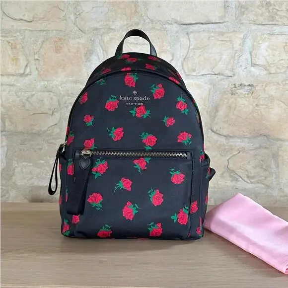 Chelsea Rose Toss Printed Backpack Nylon/wallet Option Backpack by Kate Spade