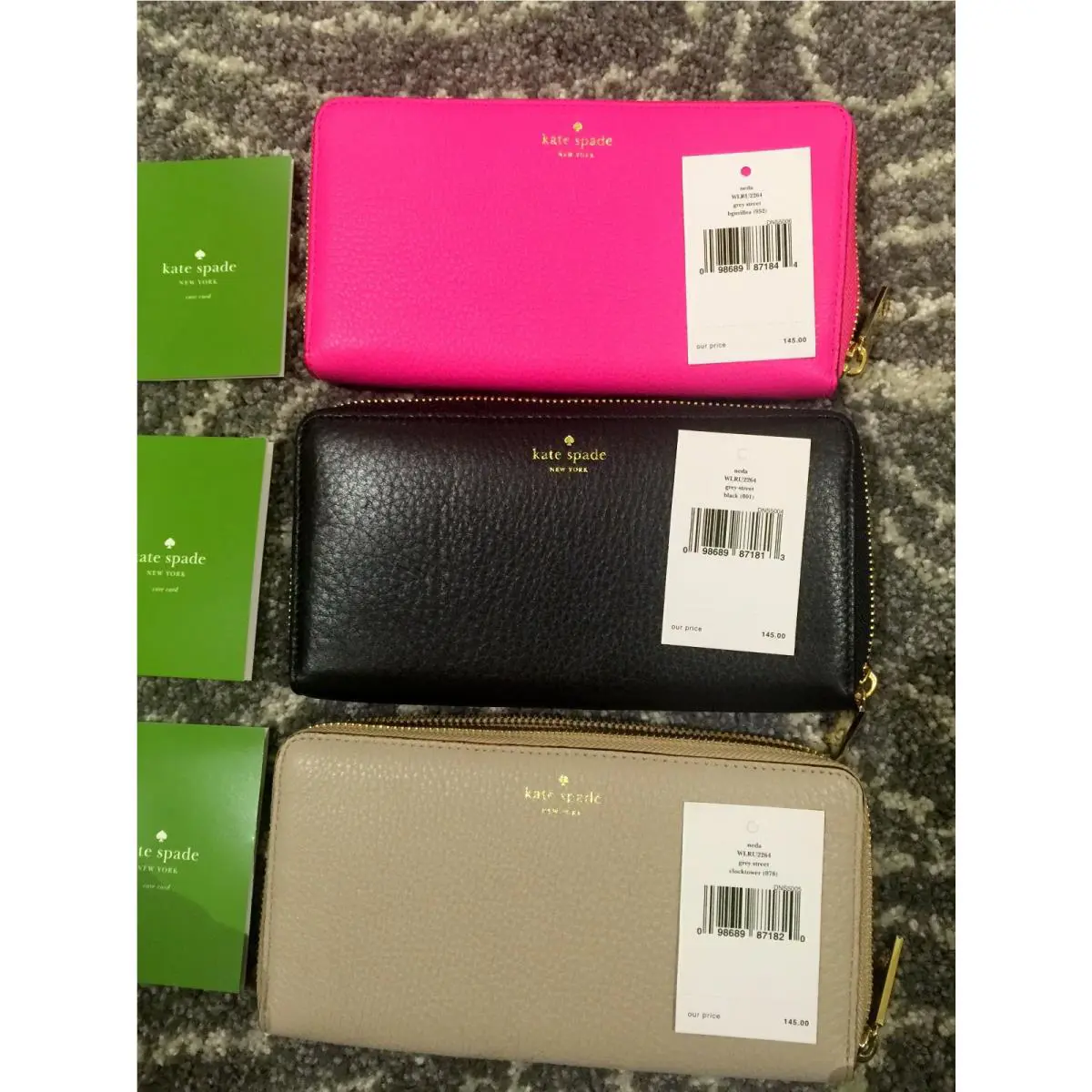 Kate Spade Neda Grey Street Lacey Cobble Hill Black Wallet Clutch WLRU2264
