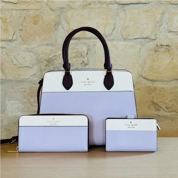 Madison Colorblock Saffiano Leather Medium Satchel Bag/wallet Option Set of 3 by Kate Spade