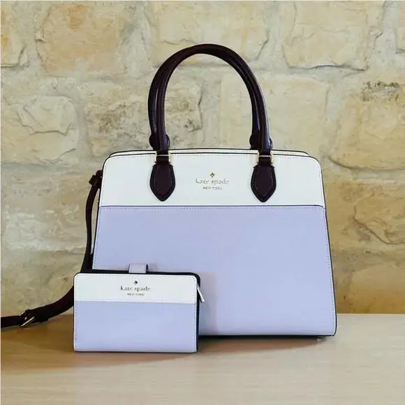 Madison Colorblock Saffiano Leather Medium Satchel Bag/wallet Option Small wallet with bag by Kate Spade