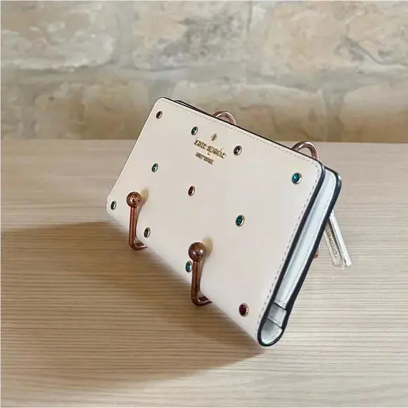 Madison Meringue Studded Saddle Crossbody Leather Bag/wallet Option Wallet by Kate Spade