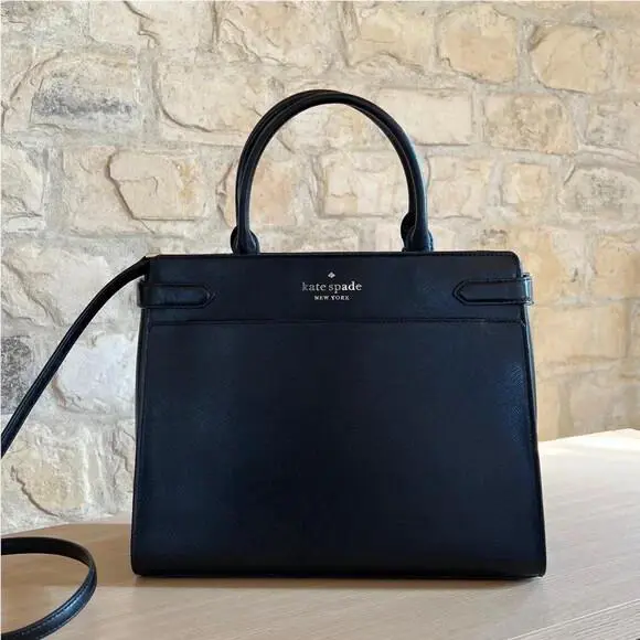 Staci Large Satchel Bag Leather/wallet Option Black HANDBAG ONLY by Kate Spade