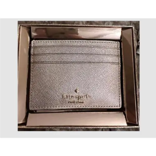Glimmer Glitter Small Slim Card Case Holder Wallet KE448 Gift Receipt GLITTERING ROSE by Kate Spade