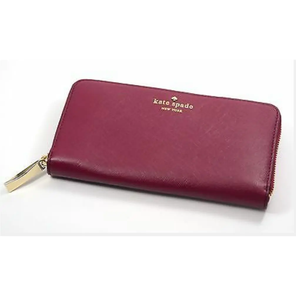 Newbury Lane Gold Zip Around Leather Wallet Multi Color PWRU3438 - Cubanplum by Kate Spade