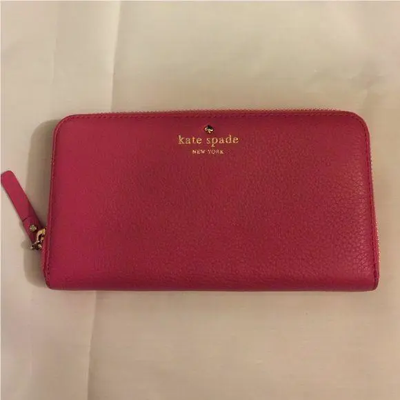 Newbury Lane Gold Zip Around Leather Wallet Multi Color PWRU1801 - Strawfroyo by Kate Spade