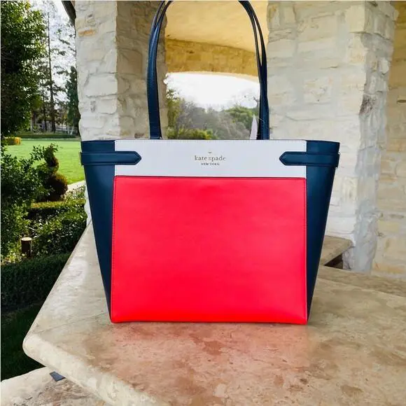 Cameron Laptop 3 Compartment Leather Handbag/wallet Red/multi handbag by Kate Spade
