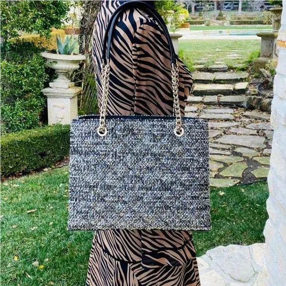 Tweed New York Natalia Quilted Chain Handle Tote/wallet Options handbag by Kate Spade