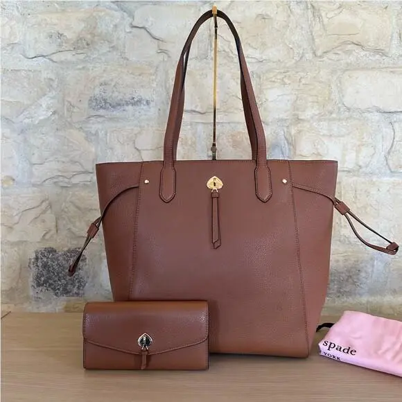 New York Marti Large Leather Tote Shoulder Bag/wallet Option Ginger Handbag+Wallet by Kate Spade