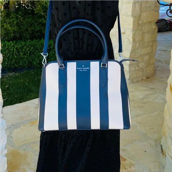 Darcy Pond Stripe Large Satchel Shoulder/wallet Options handbag by Kate Spade