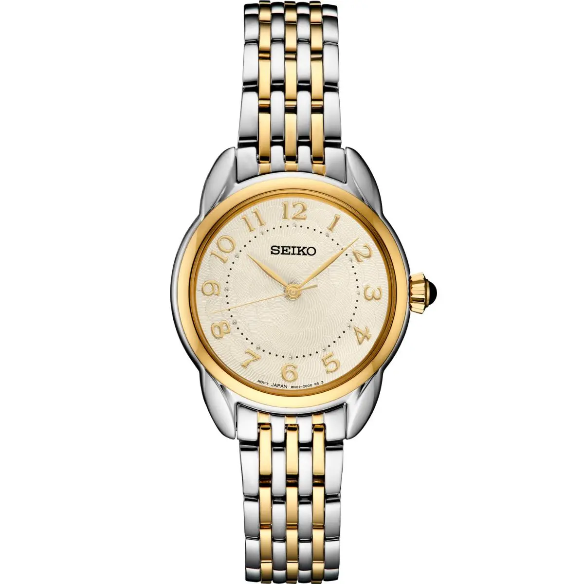 Seiko Essentials Two Tone Quartz Ivory Dial Stainless Steel Women`s Watch SUR562 - Dial: Ivory, Band: Silver, Bezel: Silver, Gold