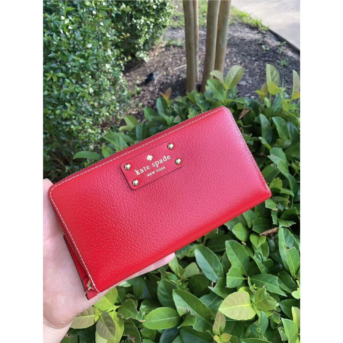 Newbury Lane Zip Around Leather Wallet Multi Color WLRU1153 Pillboxred by Kate Spade