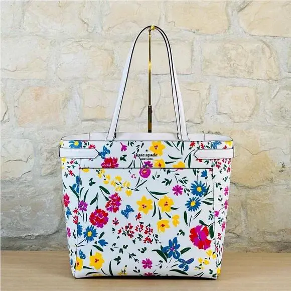 Staci Laptop Tote Bag Garden Bouquet Floral Cream Multi/wallet Option Handbag by Kate Spade