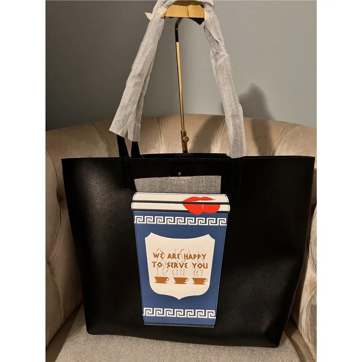 York Coffee Break Tote Shoulder Bag Handbag Purse Black Leather by Kate Spade