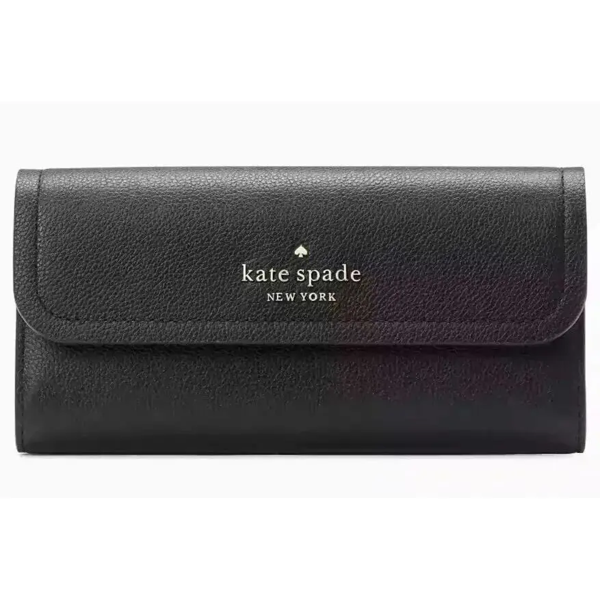 Kate Spade Rosie Large Flap Wallet Black Leather KB014 Clutch Retail