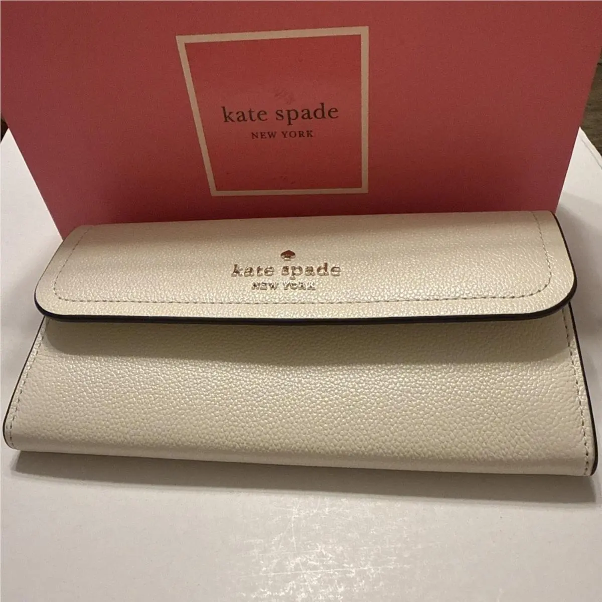 Kate Spade Rosie Large Flap Wallet Off White Leather KB014 Retail