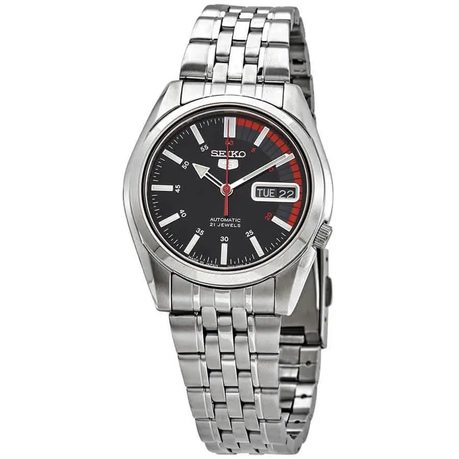 Seiko Series 5 Automatic Black Dial Men`s Watch SNK375J1