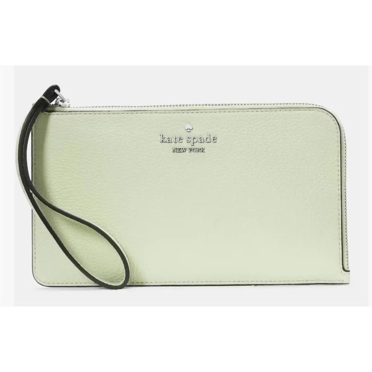 Kate Spade Lucy Light Lime Green Leather Medium L-zip Wristlet KE574