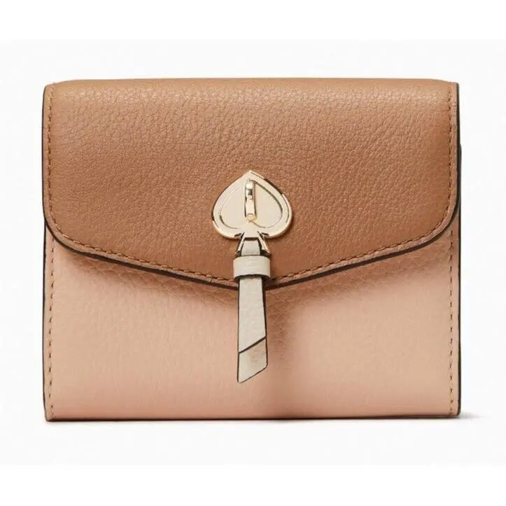 Kate Spade Marti Leather Small Flap Wallet K8219 Brown and Beige Retail