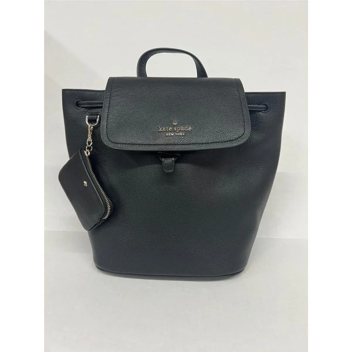 New York Rosie Flap Backpack Black Pebbled Leather by Kate Spade