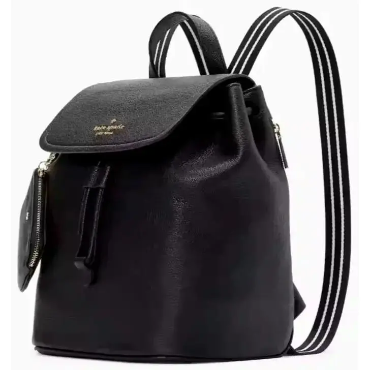 Kate Spade Rosie Flap Backpack Black Pebbled Leather KB714 Retail