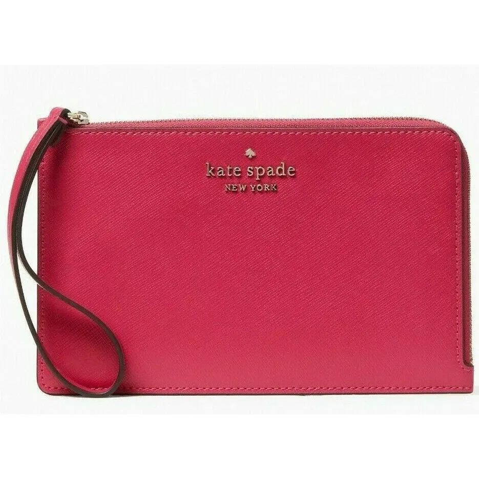 Kate Spade Staci Medium L Zip Wristlet Clutch Wallet - WLR00134 Deep Berry