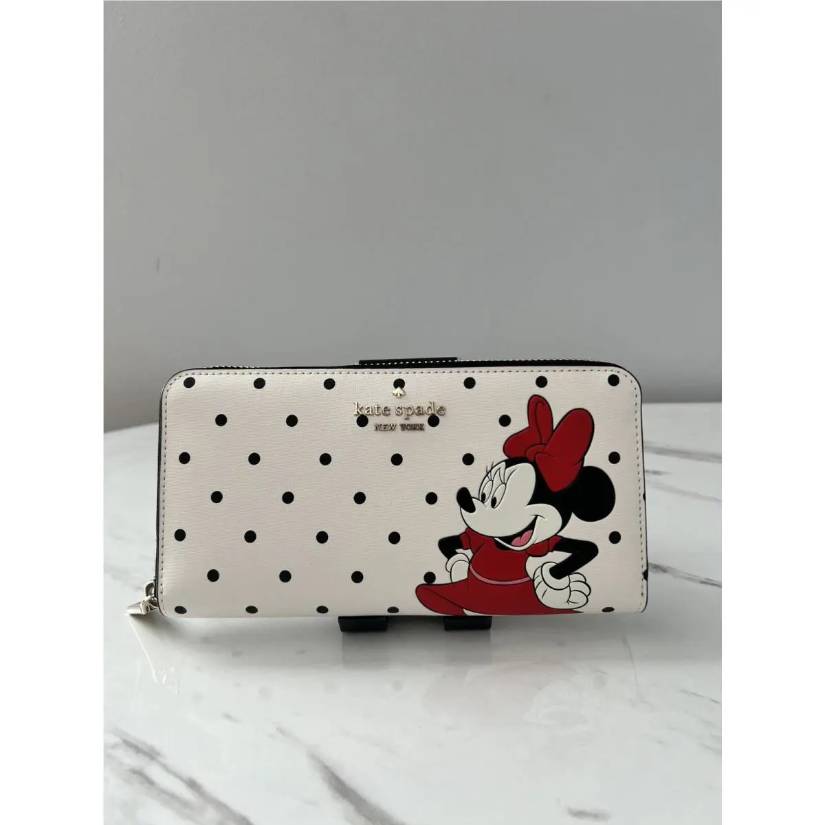 New Kate Spade Disney X Zip Around Wallet Clutch White Multi