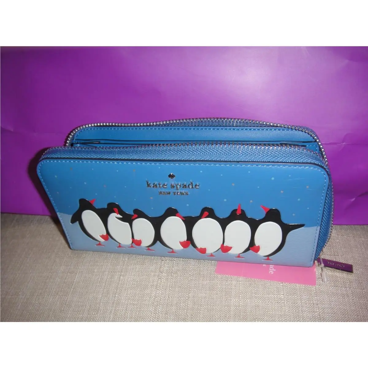 New  Artic Freinds Penguins Continental Zip Around WALLET100%AUTHENTIC by Kate Spade