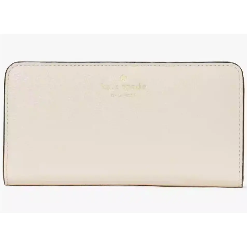 Kate Spade Bailey Large Slim Bifold White Leather Wallet K9754 Gift Bag FS