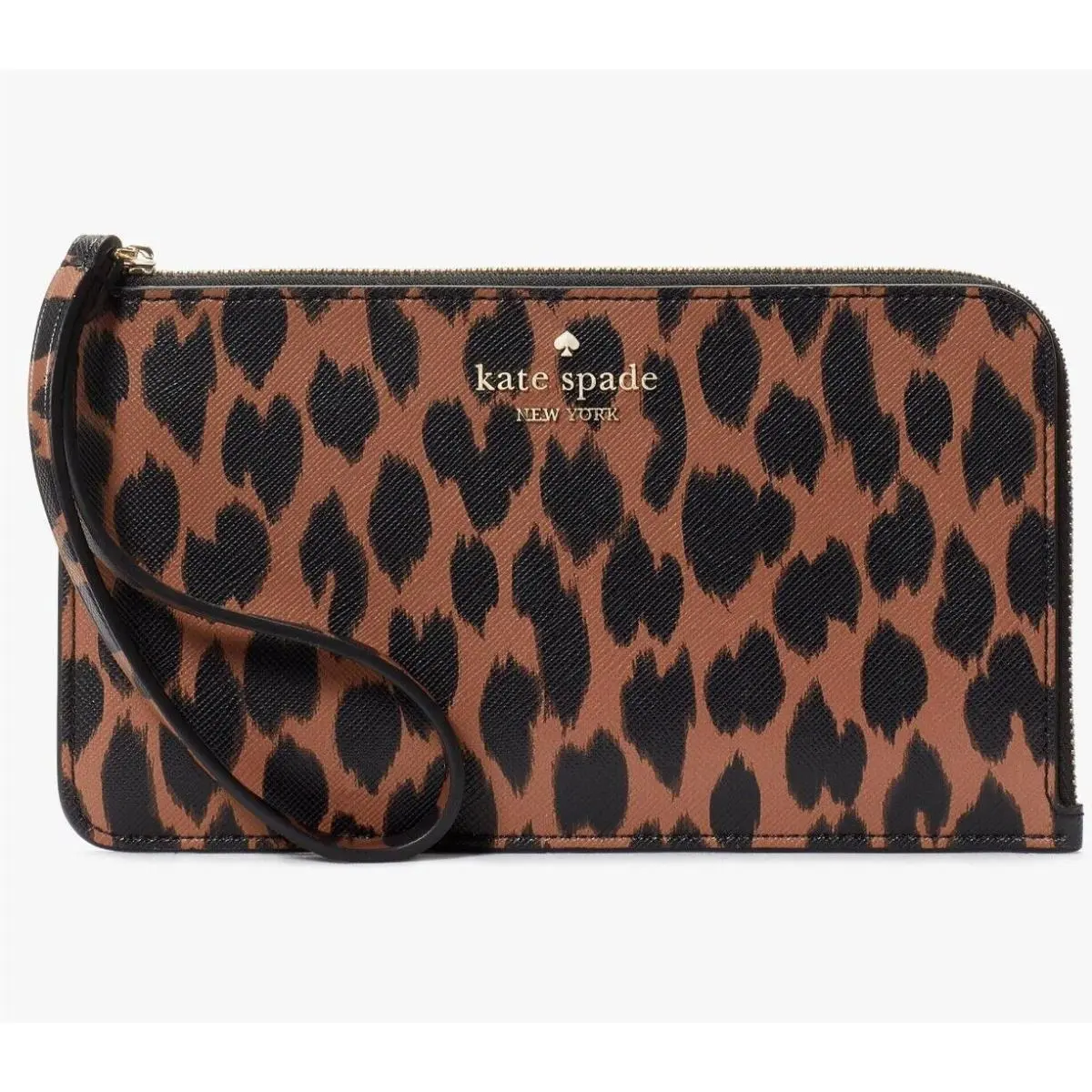 Kate Spade Lucy Saffiano Leopard L-zip Wristlet KE636 Leopardo Cheetah F