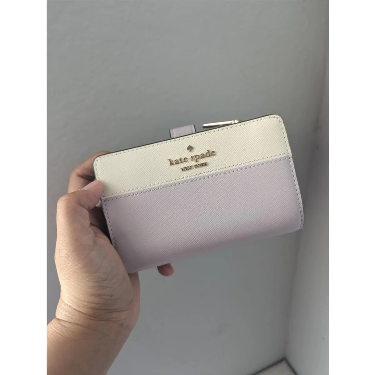 Kate Spade Madison Saffiano Leather Medium Compact Bifold Wallet in Lilac