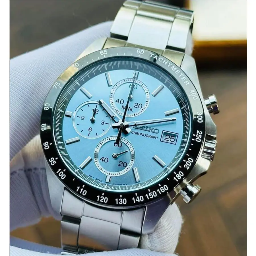 Seiko Spirit SBTR029 Blue Chronograph Quartz Stainless Men`s Watch