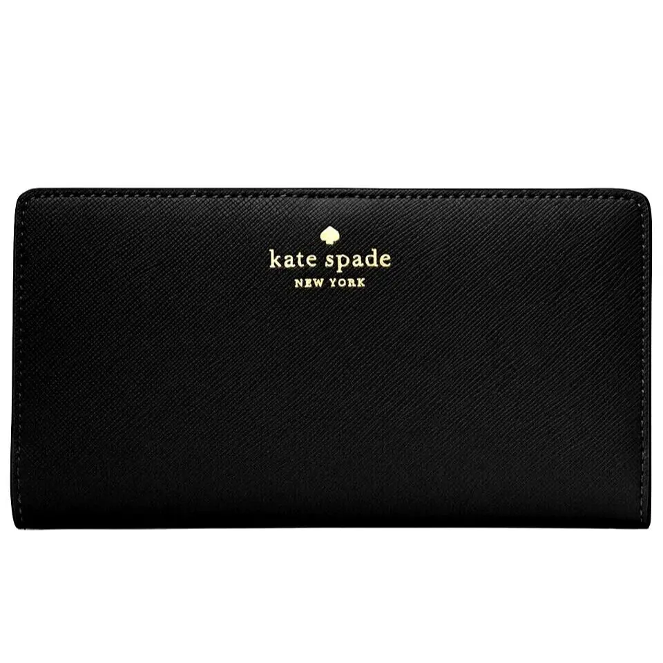 Kate Spade Dana Large Slim Bifold Wallet Black Saffiano K6011 Retail