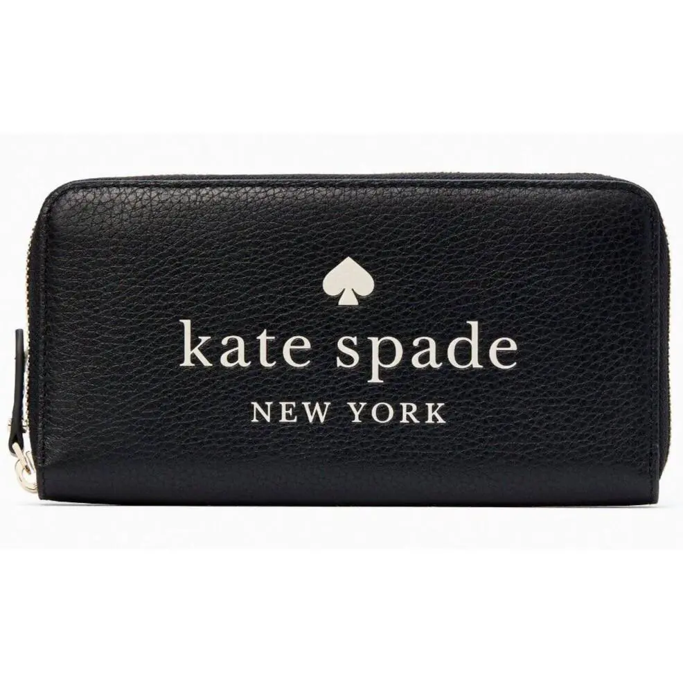 Kate Spade Ella Large Continental Wallet Black Leather Ziparound K4779
