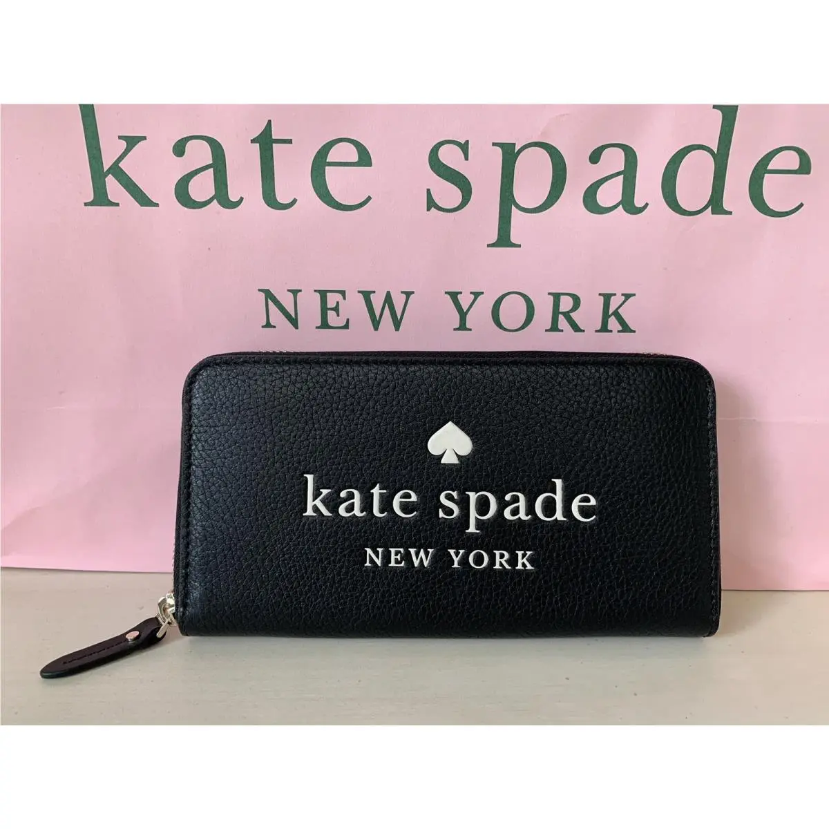 Kate Spade Ella Large Continental Wallet Pebbled Leather Black RP