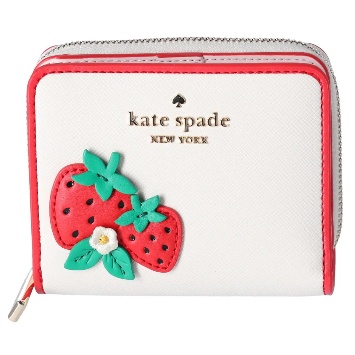 Kate Spade 3D Strawberry Dreams Small Zip Around Bifold Wallet Cream Multi - Multicolor
