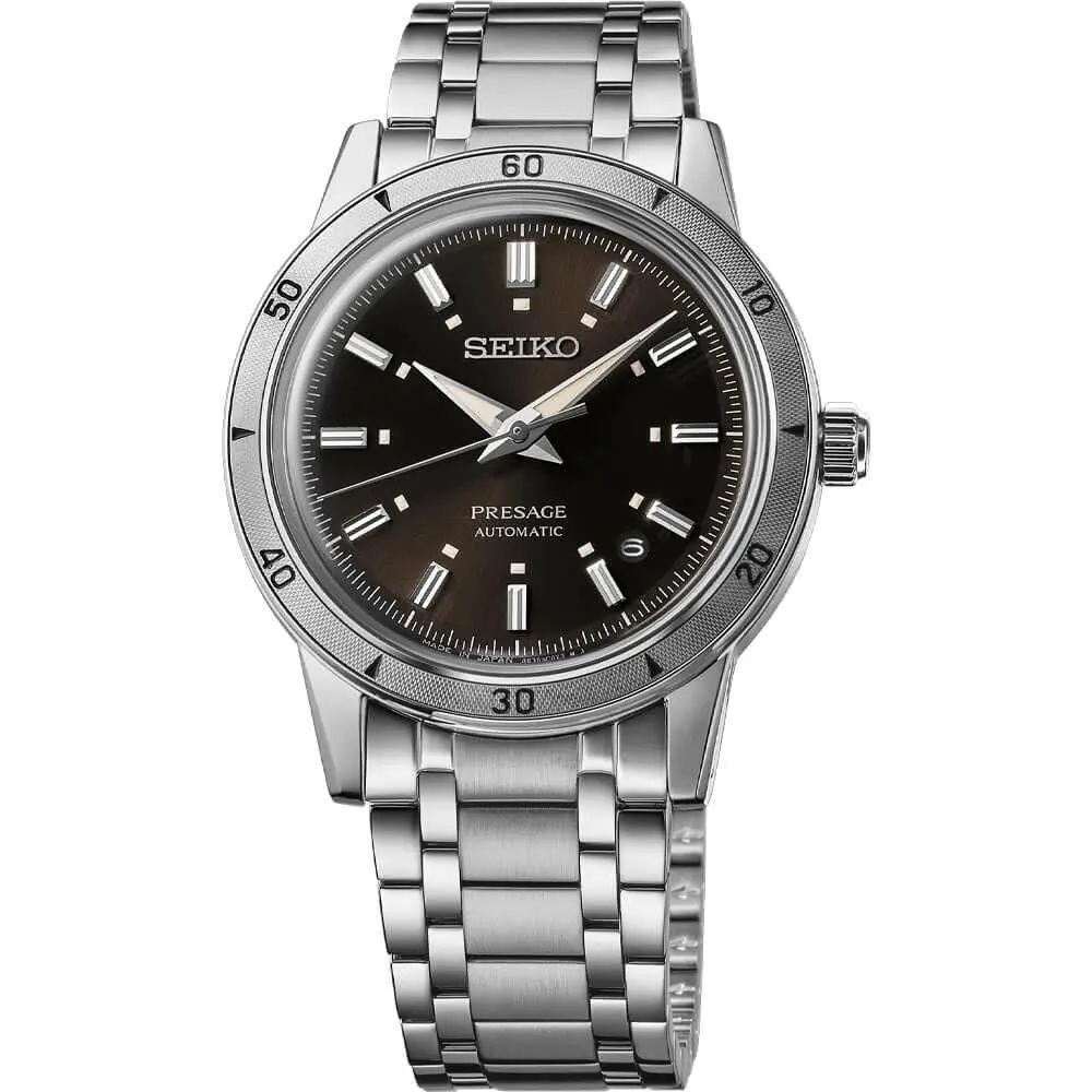 Seiko Men`s Presage Automatic Brown Dial Stainless Steel Watch - SRPL09J1