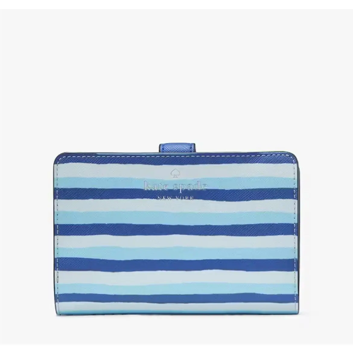 Kate Spade New York Schuyler Wave Stripe Medium Compact Bifold Wallet In Blue