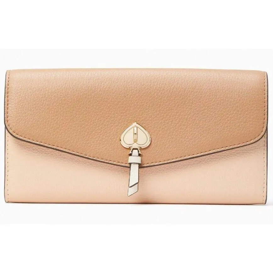 Kate Spade Marti Beige Leather Large Flap Wallet K8218 Colorblock