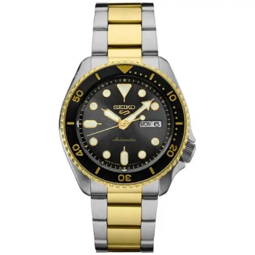5 Sports Black Dial Two Tone Automatic Stainless Steel Men`s Watch SRPK22 by Seiko