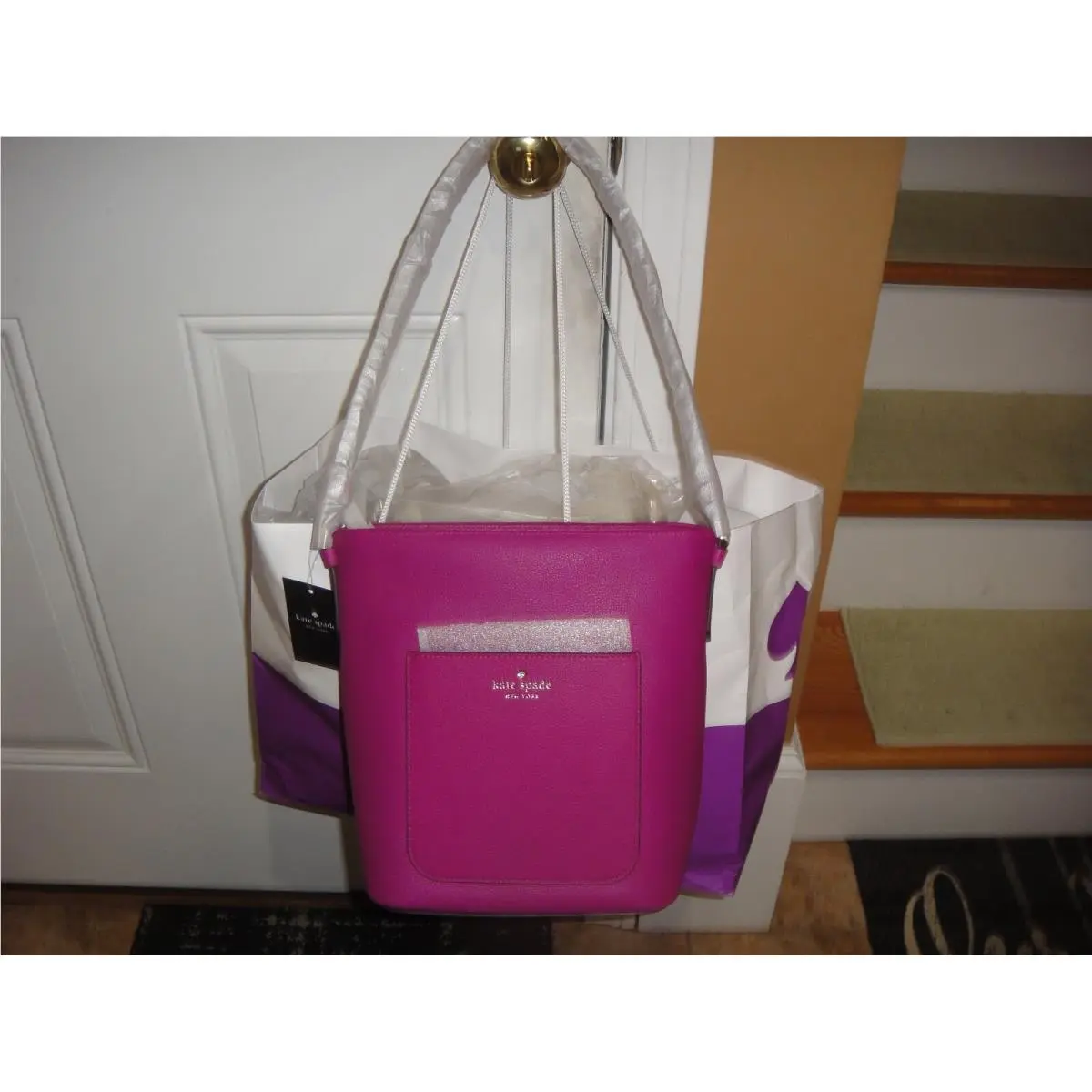 Kate Spade Elsie Pebbled Leather Baja Rose Small Bucket Bag $359.00%AUTHENTIC