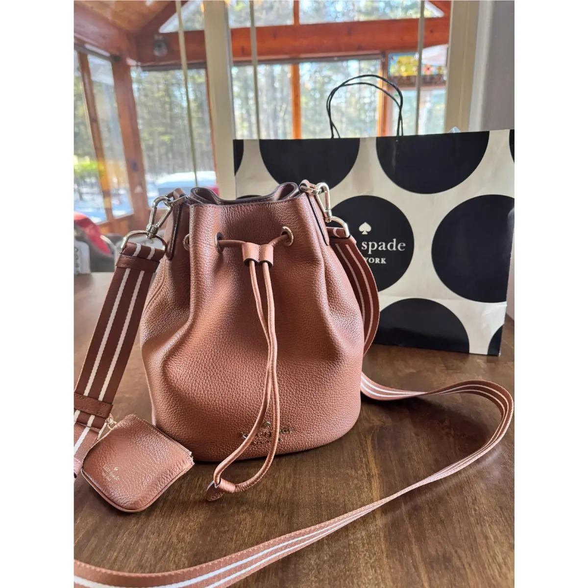 Pebbled Leather Rosie Bucket Bag KA987 Warm Gingerbread Purse by Kate Spade