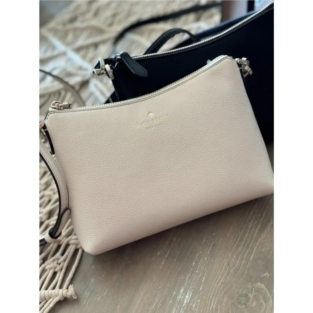 Kate Spade Bailey Pebble Leather Crossbody Bag Parchment White K4651