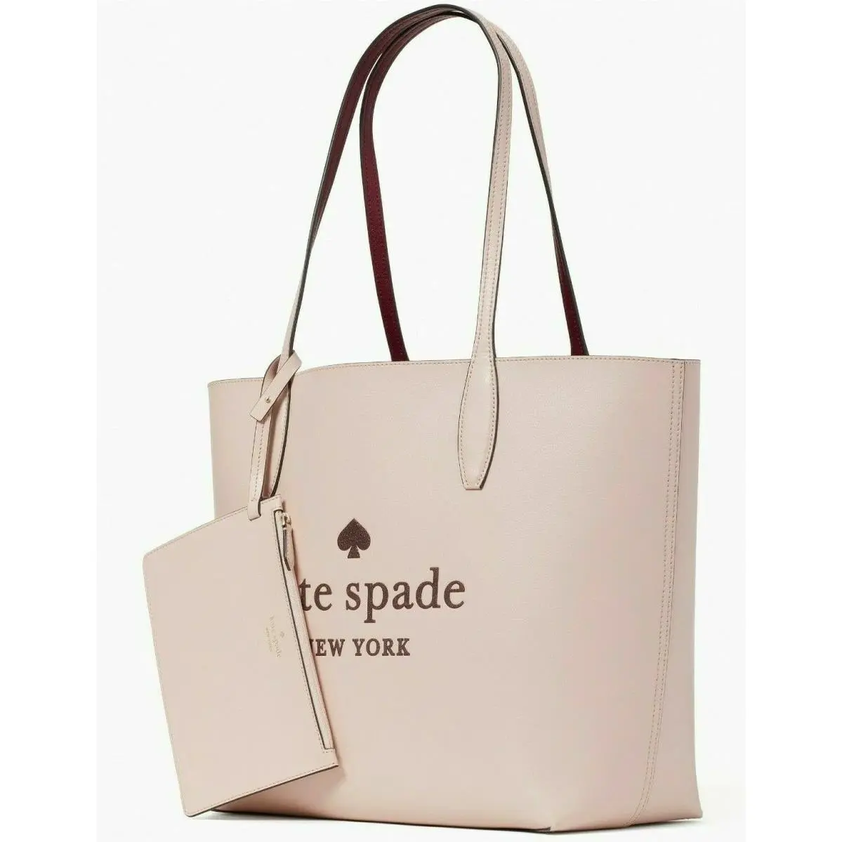 Large Reversible Leather Tote Pink Burgundy K4742 Gift Bag FS by Kate Spade