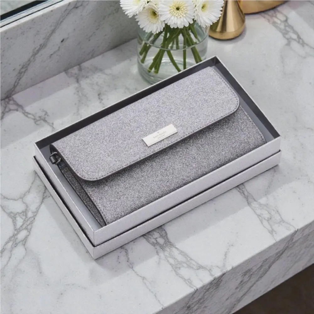 Kate Spade Kenzie Boxed Glitter Medium Flap Wristlet in Candied Flower KJ007