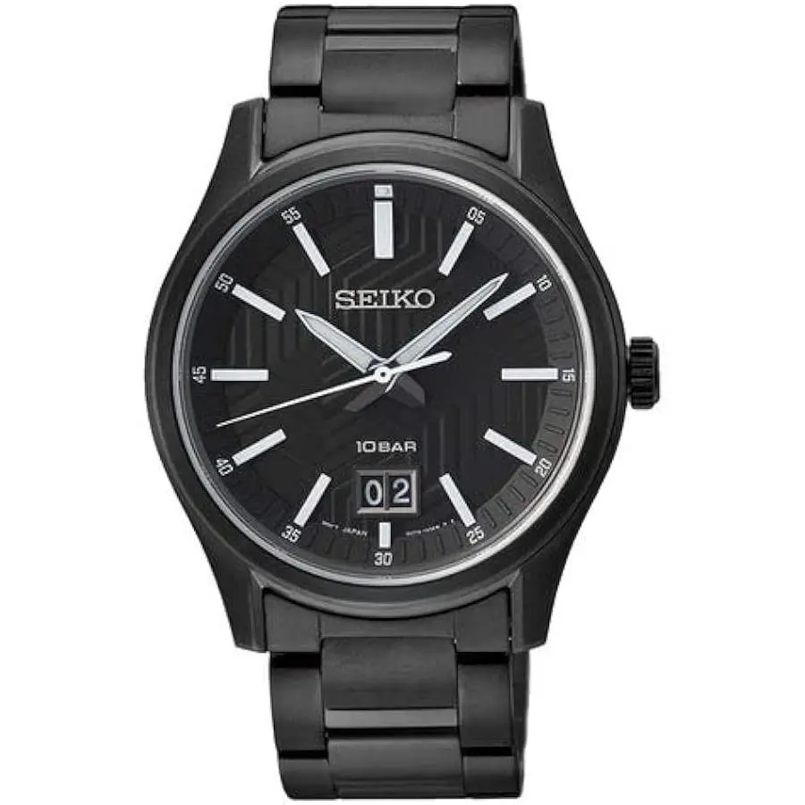 Seiko Men`s Big Date Quartz Black Dial Watch - SUR515P1