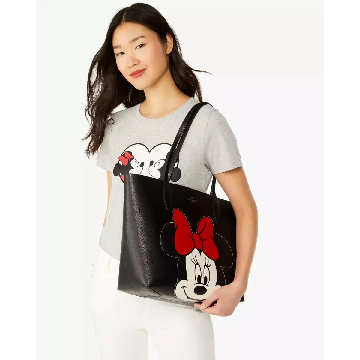 Kate Spade Disney Minnie Mouse Reversible Black White Leather Tote KG592
