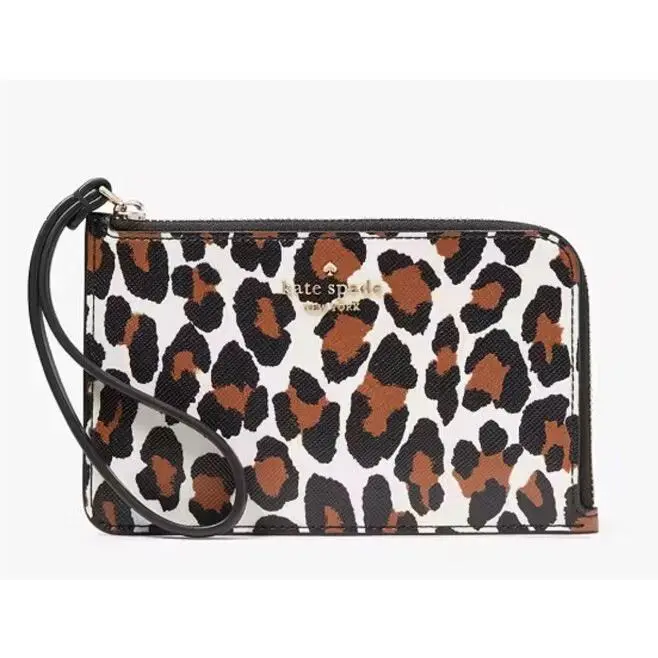 Kate Spade Lucy Leopard Small L Zip Wristlet KH770 New Style